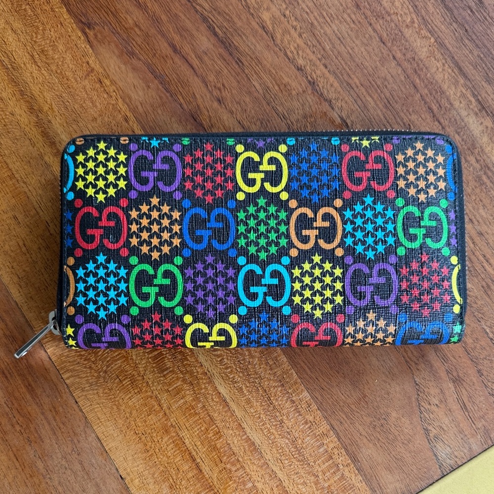 Gucci Rainbow GG Star Zip Wallet